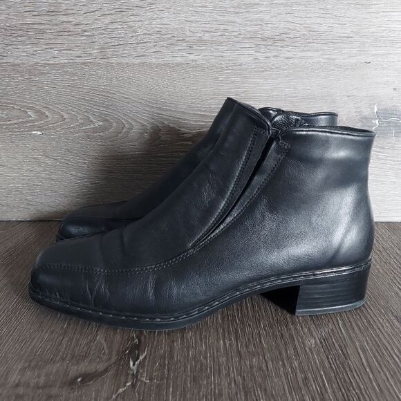 Rieker Black Heeled Ankle Boots 8 - Picture 4 of 10